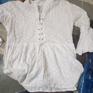 white anarkali short kurti