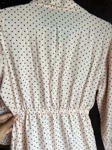 Polka Dots Peach Dress With Tie