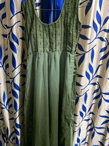 Olive Green Embellished Dress