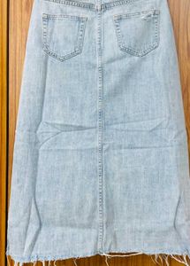 Light Wash Denim Midi Skirt