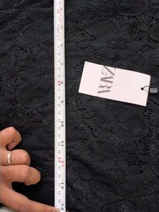 Zara Black Lace Peplum Top