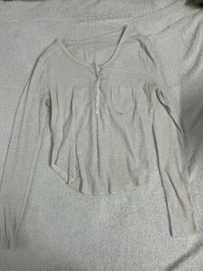 White Long Sleeve Button Top