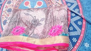 Floral Print Silk Saree