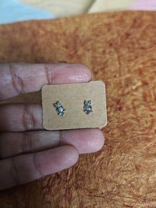 92.5| silver tiny Owl Stud Earrings