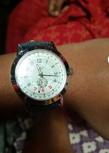 Stylish Silver &amp; Denim Accent Watch