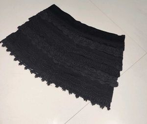 Aesthetic Black Skirt With Side Chain