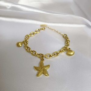Gold Starfish Charm Bracelet