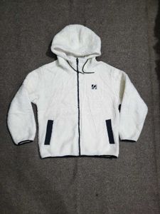 White Fleece Hoodie Jacket