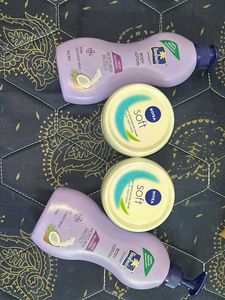 Nivea  Soft Cream And Parachute Body Lotion