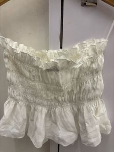 White Ruffled Crop Top