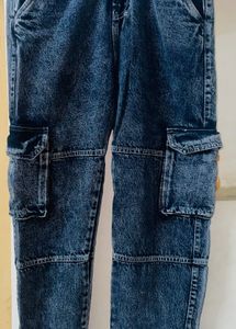 Denim 6-Pocket Cargo Charcoal Black Jeans