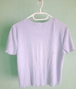 Cute Blue Ribbed Top