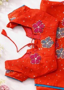 Floral Red Saree with Blouse Piece