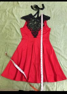 Red Dress with Lace Detail