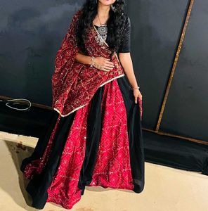 vintage look Red & Black Lehenga Choli