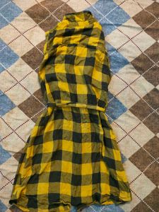 Yellow Plaid Sleeveless Dress