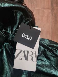 Zara Metallic Green Festive Dress