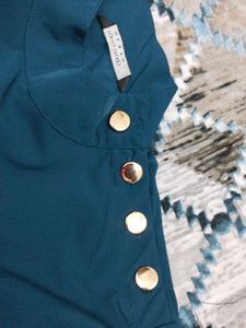 Stylish Teal Button-Detail Top