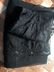 Black Sequence Saree  Blouse Size 42..