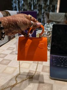 Orange Mini Chain Bag