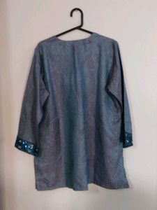 Blue Striped Sequin Top