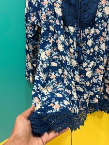Navy Blue Floral Top