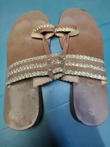 Brown Leather Chain Sandals