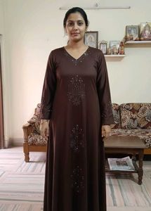 Brown Embroidered Maxi Dress