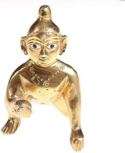 Exquisite 1-Inch Brass Laddu Gopal Idol