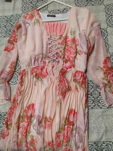 Floral Dress With Ruffled Long Sleeves