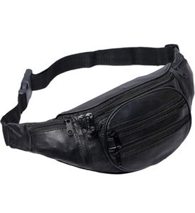 K London Stylish Real Leather Black Waist Bag