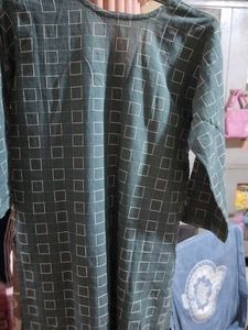 Greyish Green Checkered Kurta