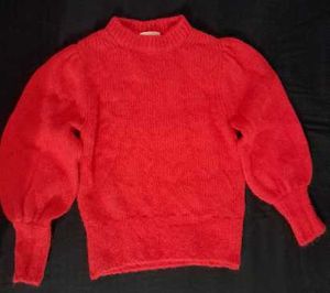 Red Puff Sleeve Sweater