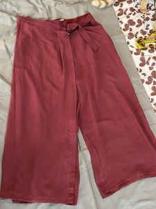 Maroon Culottes with Tie Belt