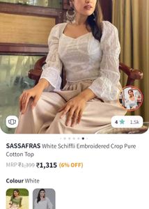 White Embroidered Crop Top
