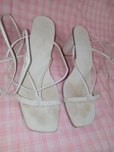 White Lace-Up Heels