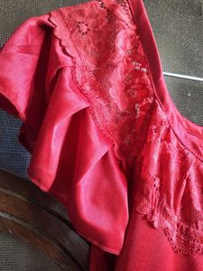 Red Nighty with Lace Detail