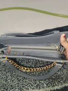 Gray Quilted Chain Bag