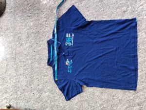 Navy Blue Embroidered Polo Shirt -