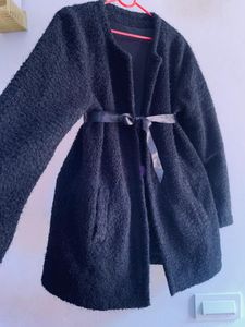 Elegant Black Coat with Belt