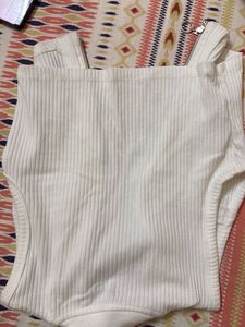 White Zip-Up Ribbed Tank Top
