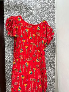 Red Floral Print Dress