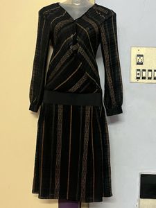Pintrest Korean Striped Black Dress