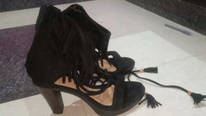 CATWALK BLACK STRING AND LACE BOOTS 50% OFF