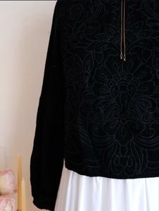 3D Embroidered Velvet Blouson