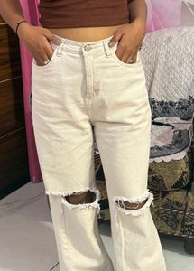 Beige Straight Fit Jeans