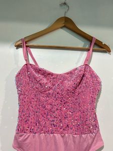 Pink Sequin Bodysuit