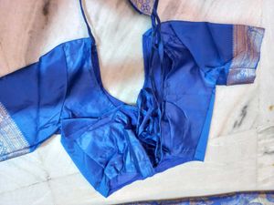 New Royal Blue Silk Saree + Blouse