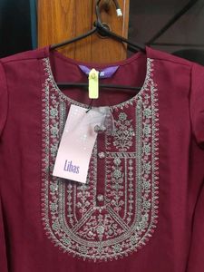 Beautiful New Maroon Embroidered Kurti