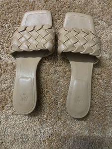 Beige Braided Heels